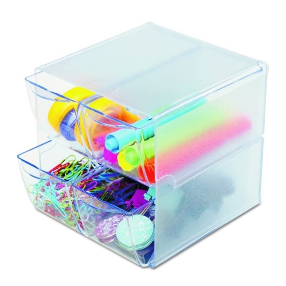 Clear desktop organizer with 4 drawers. EUC. - Picture 5 of 6